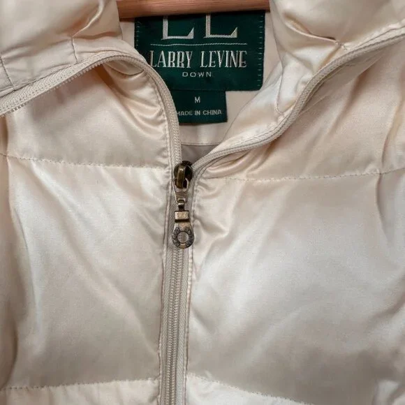 Larry Levine Cream Down Puffer Jacket  |  Size M - Picture 11 of 13